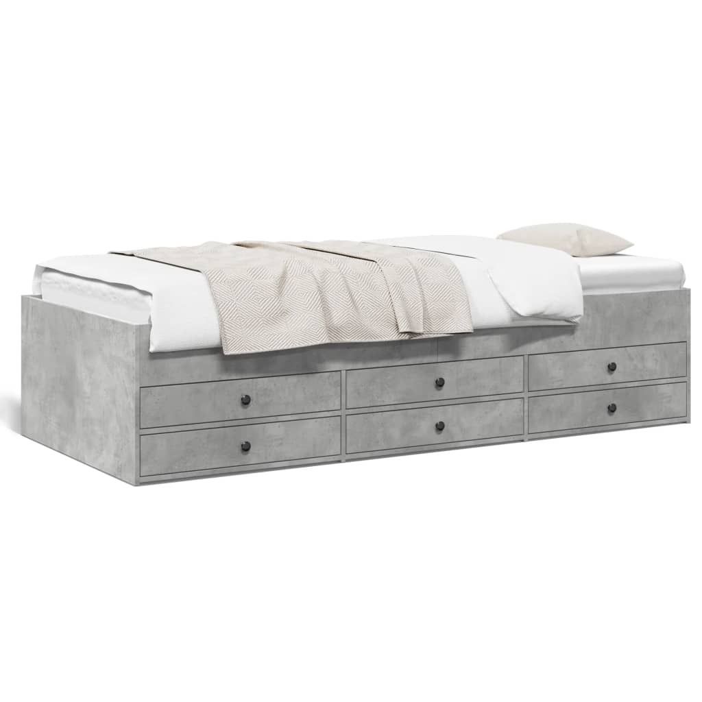 vidaXL Letto da giorno con cassetti senza materasso grigio Immagine del prodotto 
