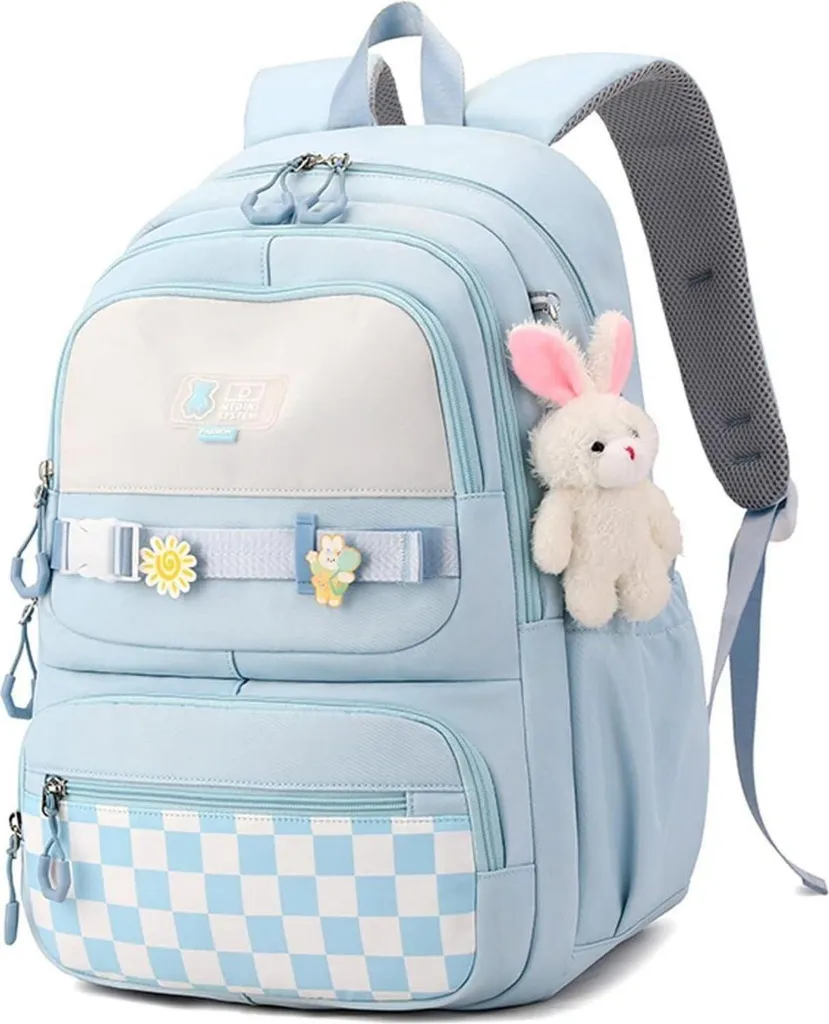 JANSBEN Zaino Scuola Blu 21L Nylon - Resistente per Ragazzi e Ragazze