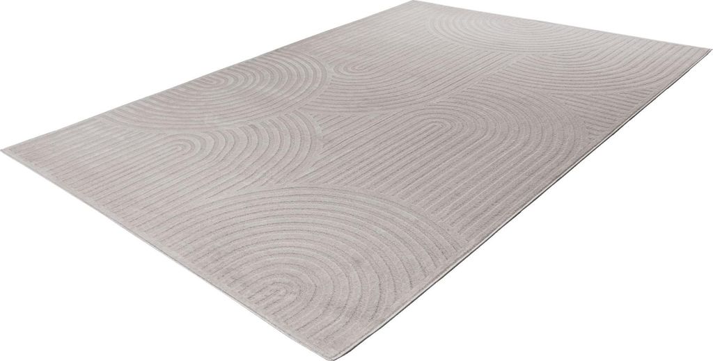 Lalee Gala Japandi Stil Vloerkleed 80x150 cm Silber Modernes Design mit 3D-Effekt und niedrigem Flor