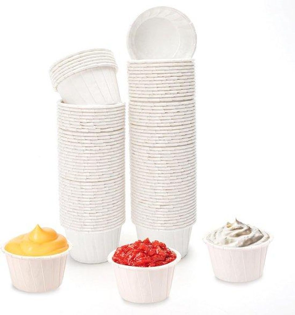 Papieren Bekertjes Set, 100 Stück, Wegwerf, 6,8 x 5 x 3,9 cm, Schalen und Aufbewahrungskästchen für Soßen, Desserts und Proben
