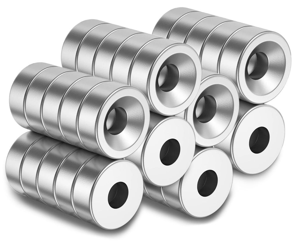 Packung mit 40 extra starken Neodym-Magneten 8 x 3 mm, multifunktionale runde Magnete mit Senkkopf, Topfmagnete mit Schrauben, für Magnettafeln, K...