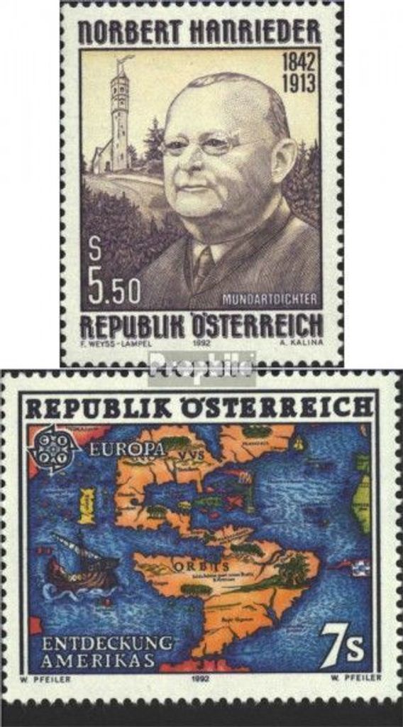 Briefmarken Österreich 1992 Mi 2061,2062 (kompl.Ausg.) postfrisch Sondermarken