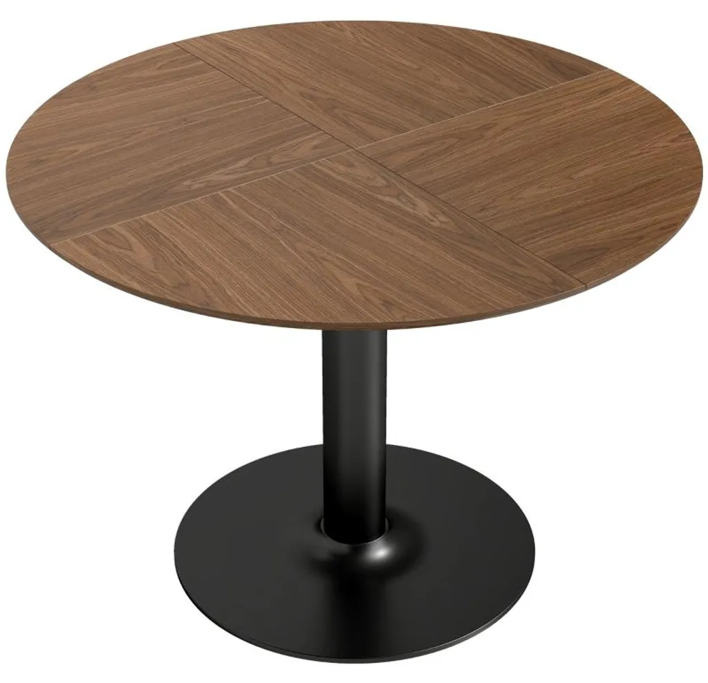Table de salle à manger ronde 110 cm bois brun pour 6 personnes