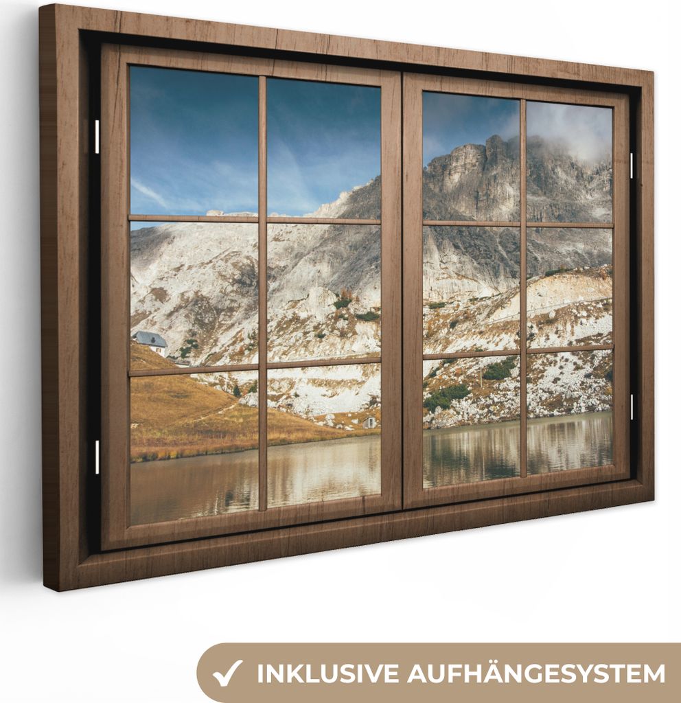 OneMillionCanvasses - Leinwandbilder - 150x100 cm, Durchblick - Wasser - Fels, Wandbilder Kunstdruck Wanddekoration