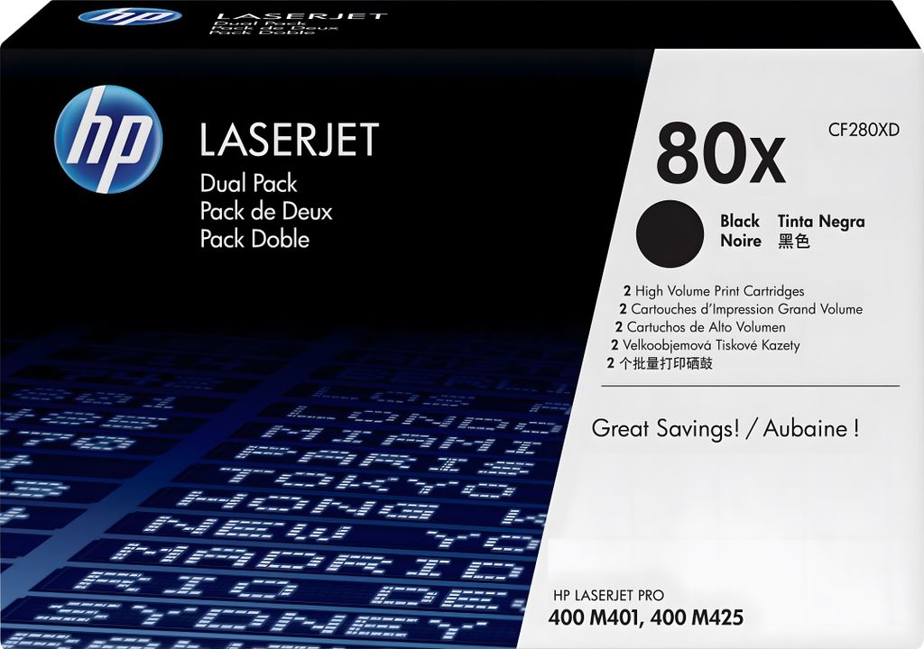 HP 80x   2x  Schwarz     LaserJet    Tonerpatrone Obrázok produktu 