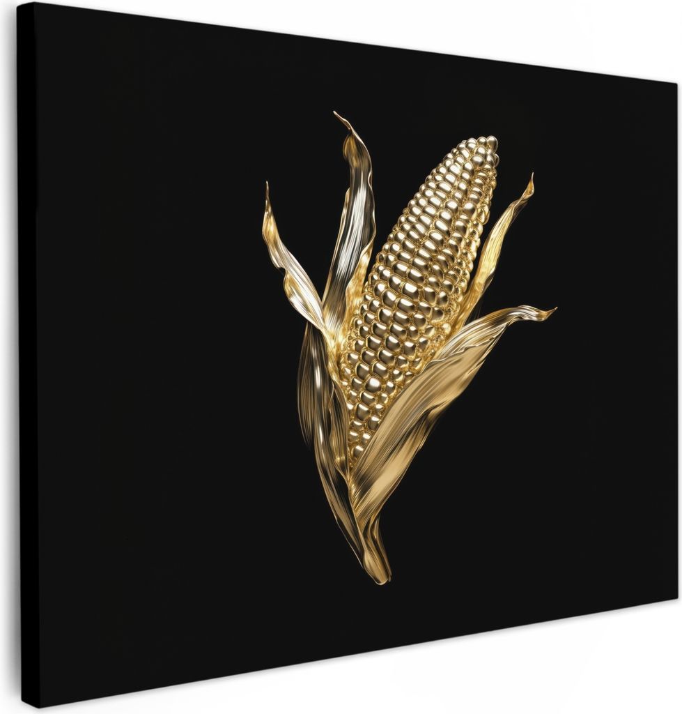 Leinwand Bilder 80x60 cm - Gold - Mais - Schwarz, Wandbilder, Wanddeko Wohnzimmer, Bild