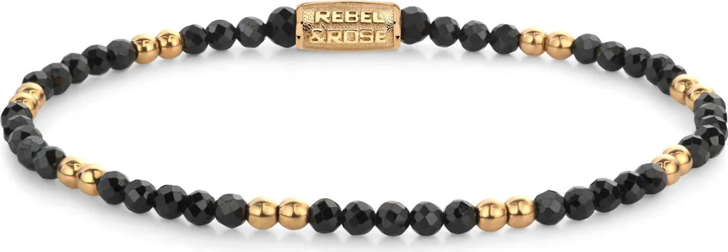 Bracelet Rebel & Rose RR-30004-G-S Glam Rocks noir et or en taille S