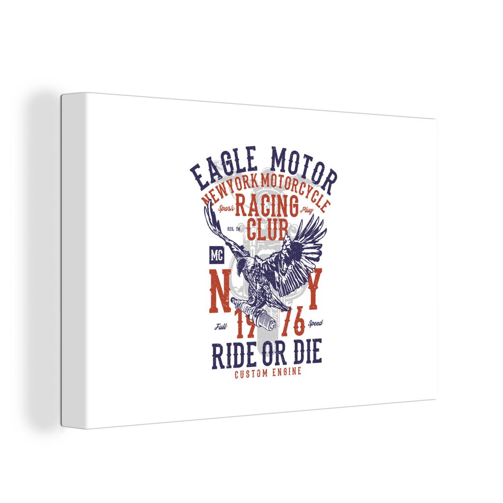 OneMillionCanvasses - Leinwandbilder - 150x100 cm, Mancave - Motor - Vogel - Adler - Vintage, Wandbilder Kunstdruck Wanddekoration