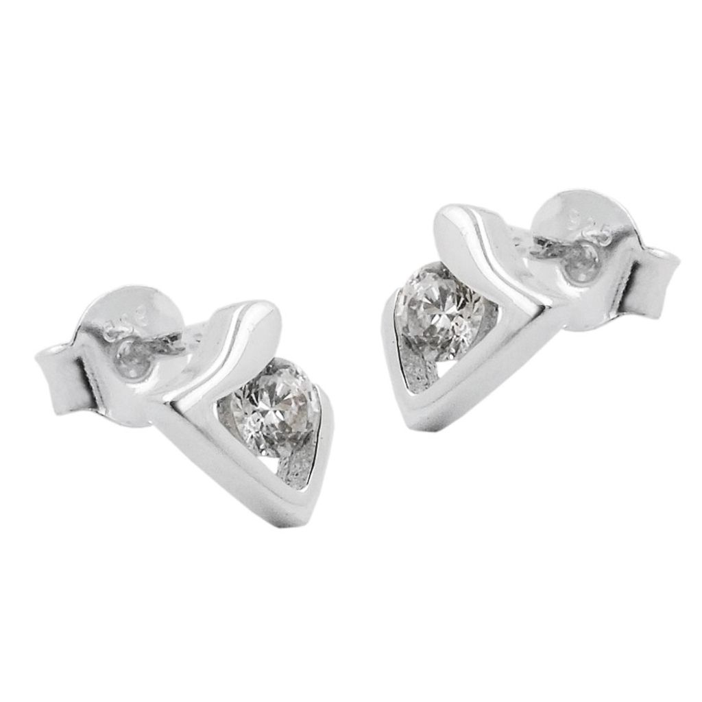 Ohrstecker Ohrring 7x5mm dreieckig glänzend mit Zirkonia Produktbild 