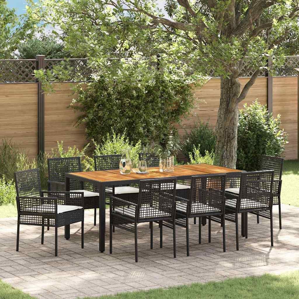 Maison Exclusive - Garten Essgruppe 9 pcs Schwarz Poly-Rattan