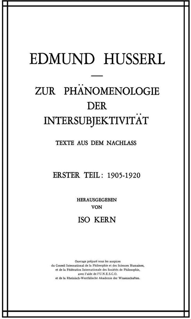 Zur Phänomenologie der Intersubjektivität