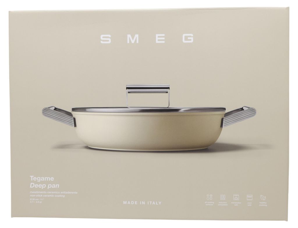 Smeg DPF2812CRM Pfanne, 28 cm, Keramik, Edelstahlgriffe, Produktbild 