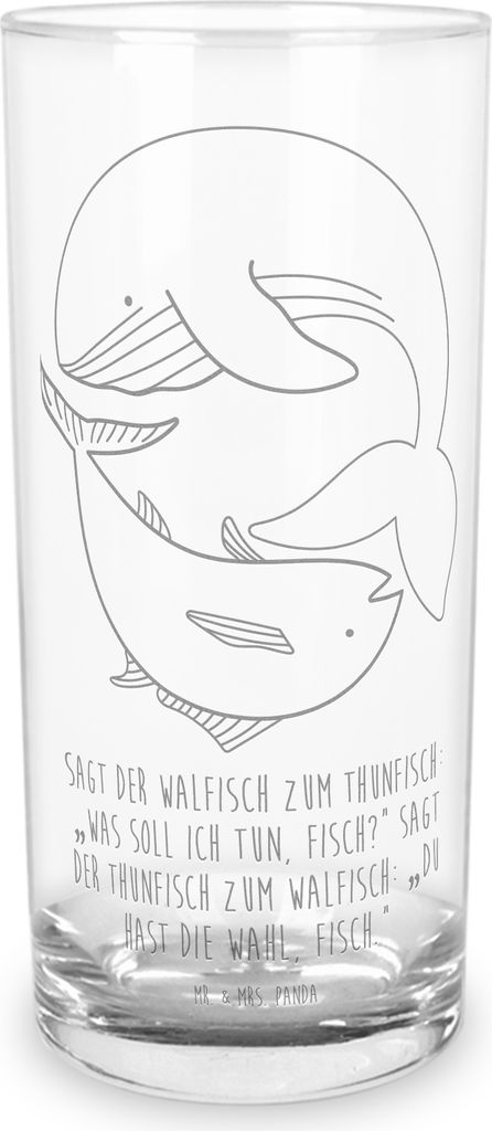 Mr. & Mrs. Panda Tumbler Walfisch Thunfisch 200 ml - Transparent - Geschenk, Trinkbecher Glas, Wal, Wasserglas, Spruch Des Tages, Tunfisch, Lustig,...