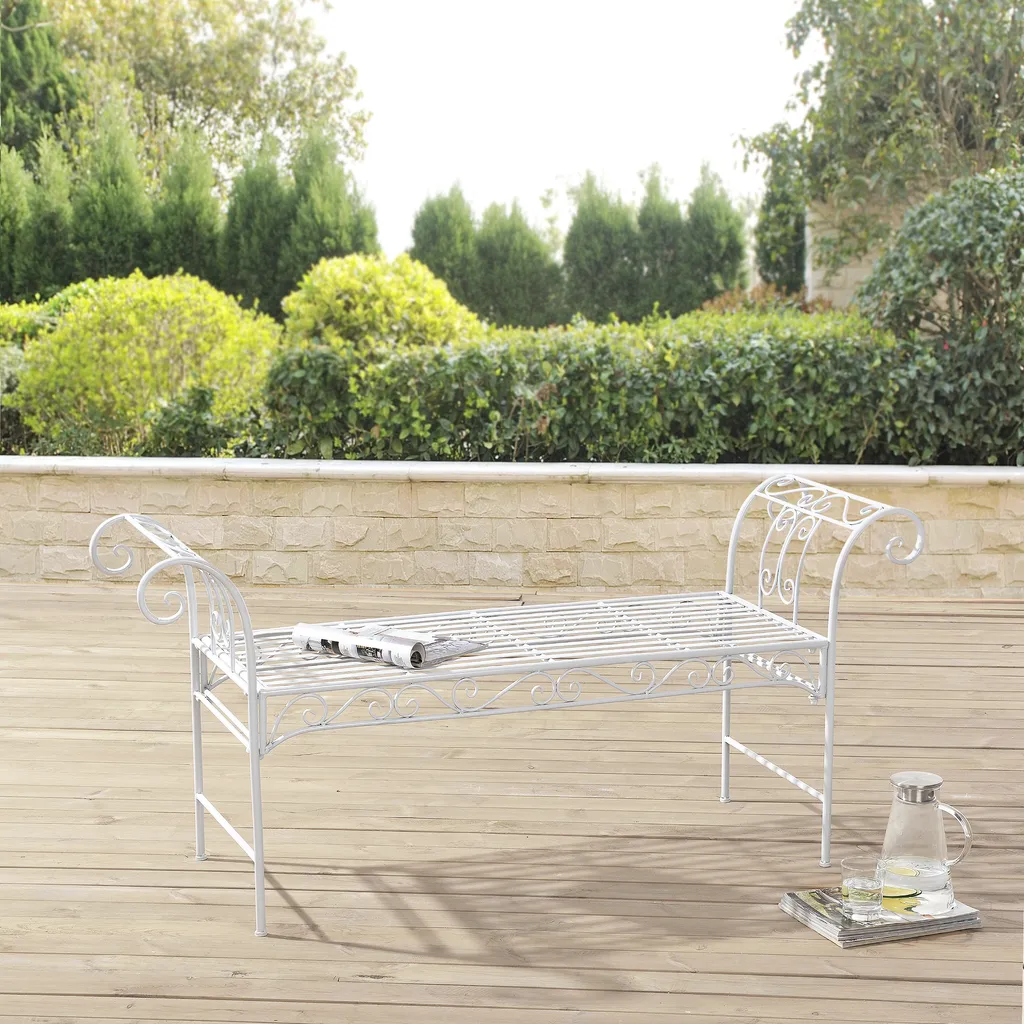 Panca Cossila in Metallo Bianco 200kg - Panchina Esterno Offerta - 4