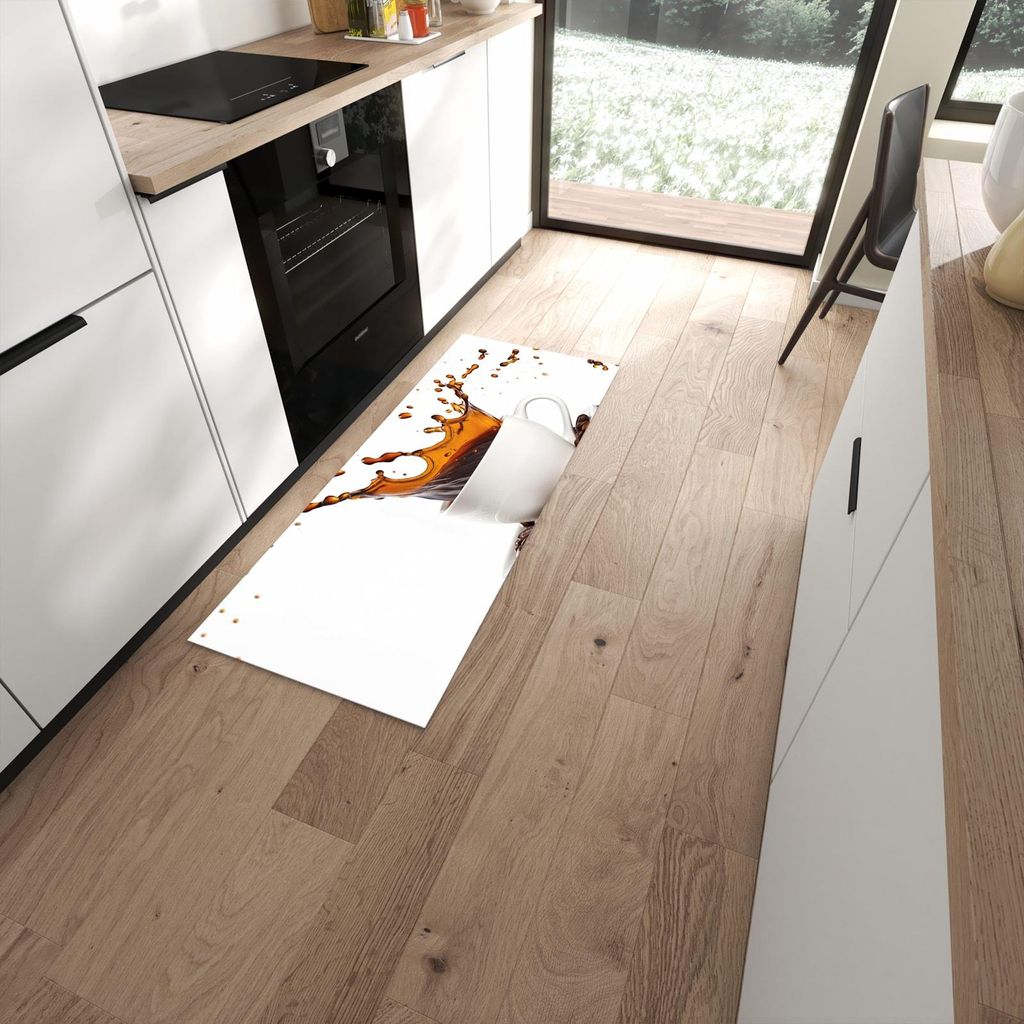 Küchenteppich 60x150cm rutschfest & abwischbar PVC Läufer - Kaffeespritzer