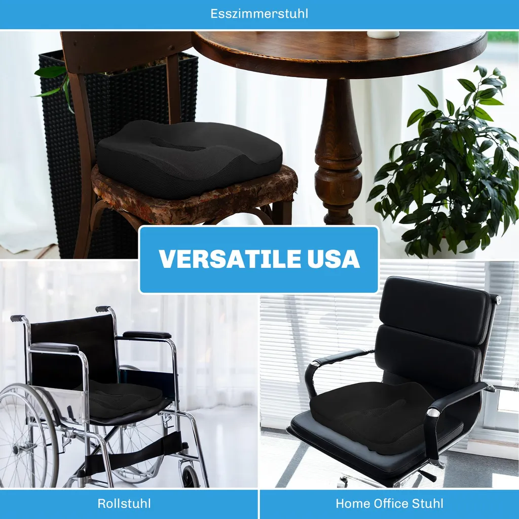 Fortuna Lai Coussin orthopédique en mousse à mémoire de forme noir