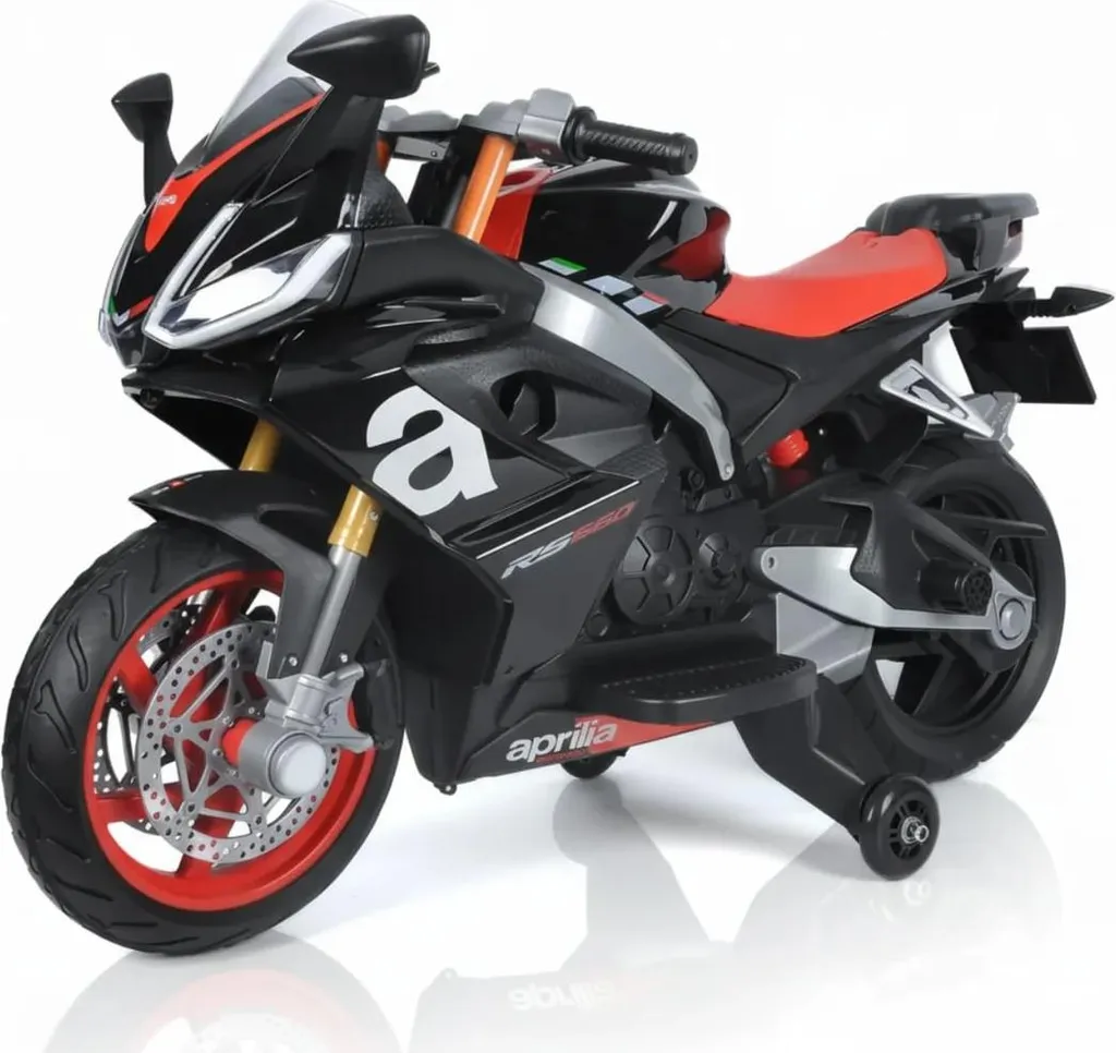 Moto électrique Aprilia RS660 12V stable et sûre pour débutant noire