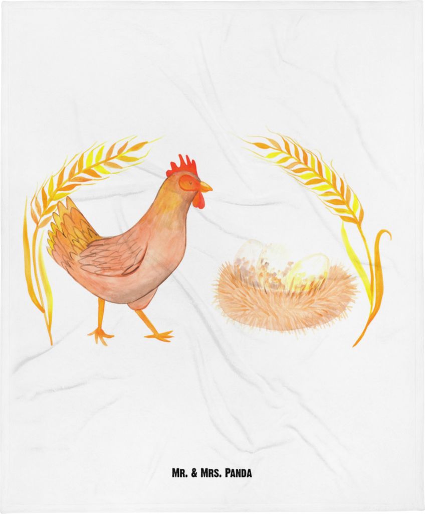 Mr. & Mrs. Panda Kinderdecke Huhn Stolz - Weiß - Geschenk, Schwangerschaft, Henne, Hühner, Babydecke, Bauernhof, Eier, Schlummerdecke, Schmusedec...