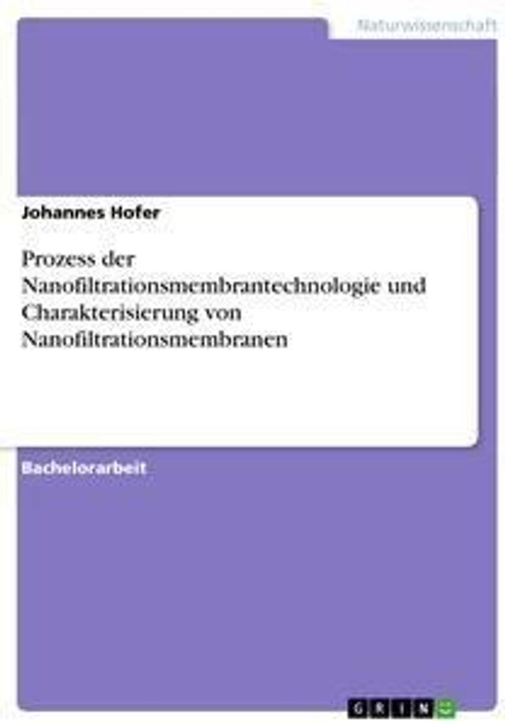 Prozess der Nanofiltrationsmembrantechnologie und Charakterisierung von Nanofiltrationsmembranen