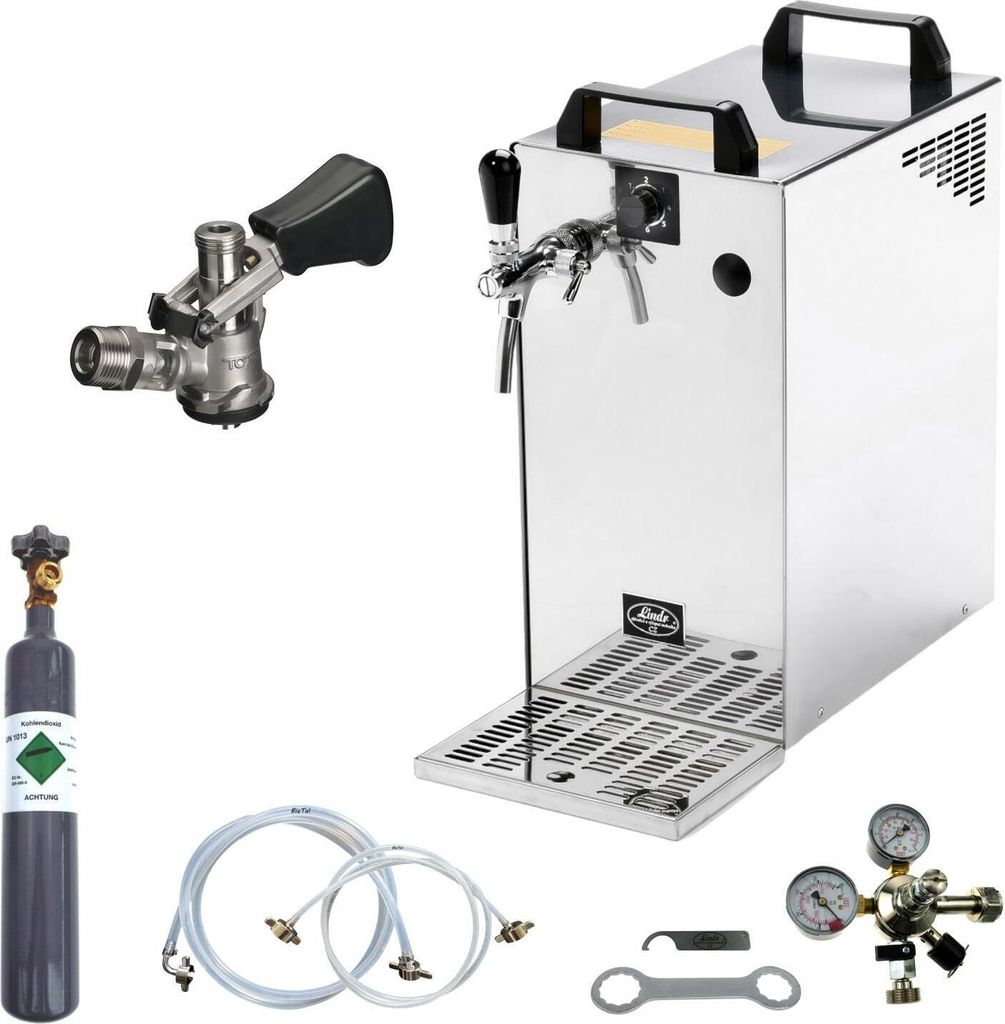 Bierkühler Bierzapfanlage 60 L - 1-leitig - KOMPLETTSET - KEG Korb - CO2 0,5Kg