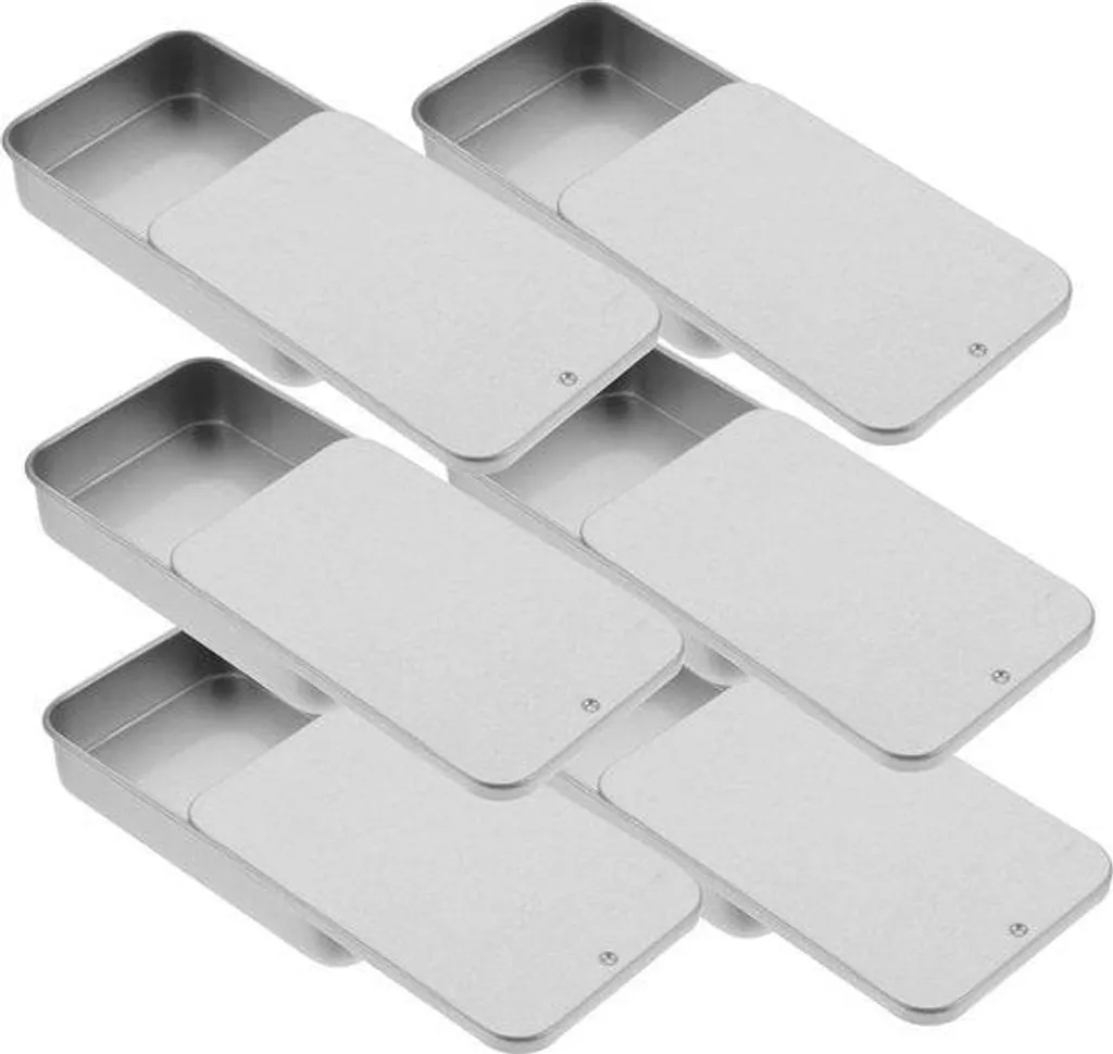 Lot de 6 Boîtes de Rangement Métal avec Couvercle pour Petits Objets