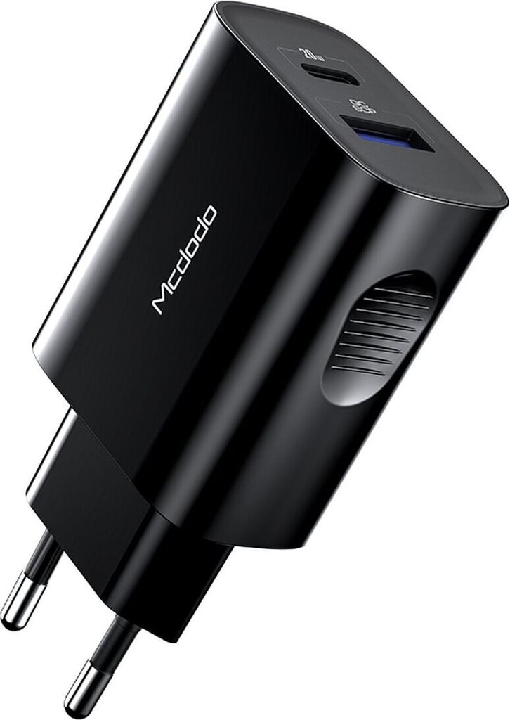Mcdodo 20W PD Fast Charge Adapter Netzteil Ladegerät QC 3.0 1x USB 1x USB-C ( Typ-C ) für Smartphones schwarz