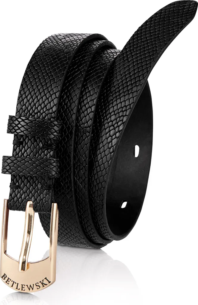 Cintura in Pelle Betlewski DW201 Nera: Artigianalità e Vera Pelle Bufalo