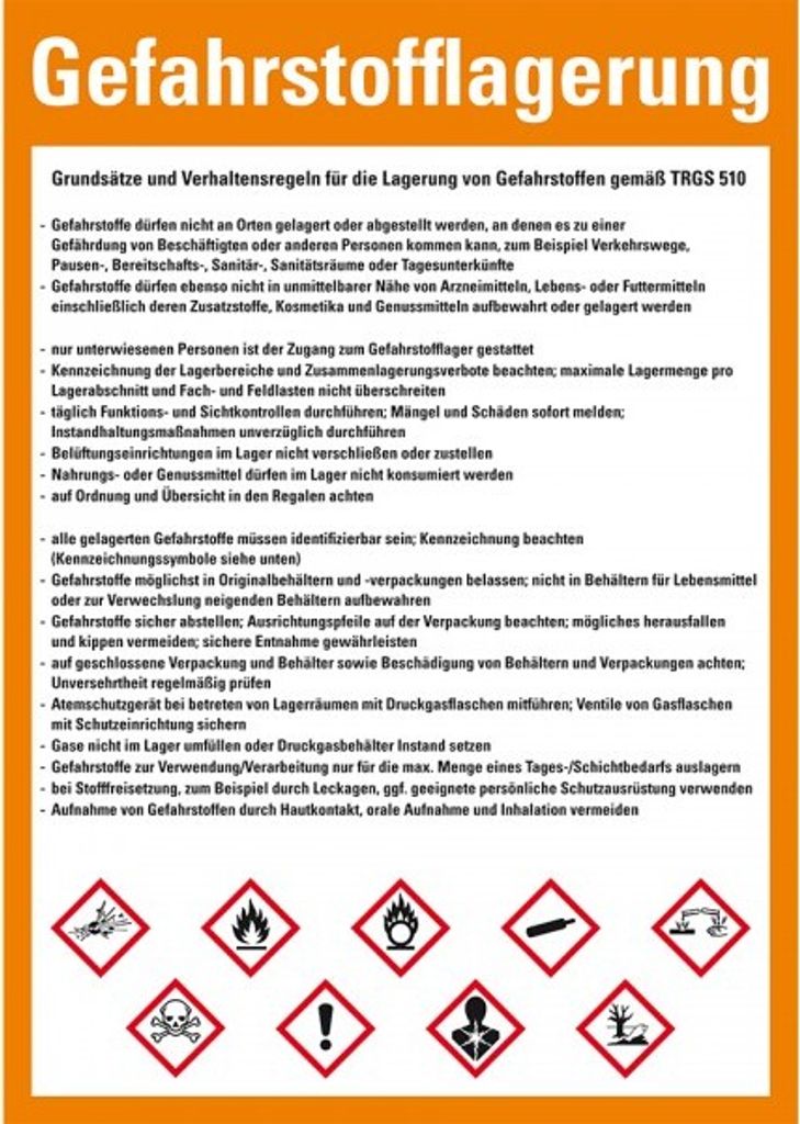 Dreifke Schild I Aushang Grundsätze und Verhaltensregeln Gefahrstofflagerung...