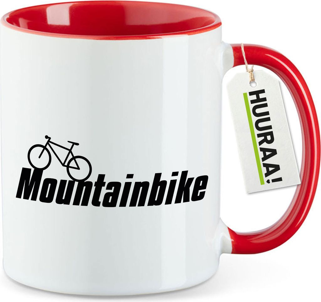 Huuraa Kaffeetasse Mountain Bike Fahrrad 330ml Rot Keramik Kaffeebecher Geschenkidee