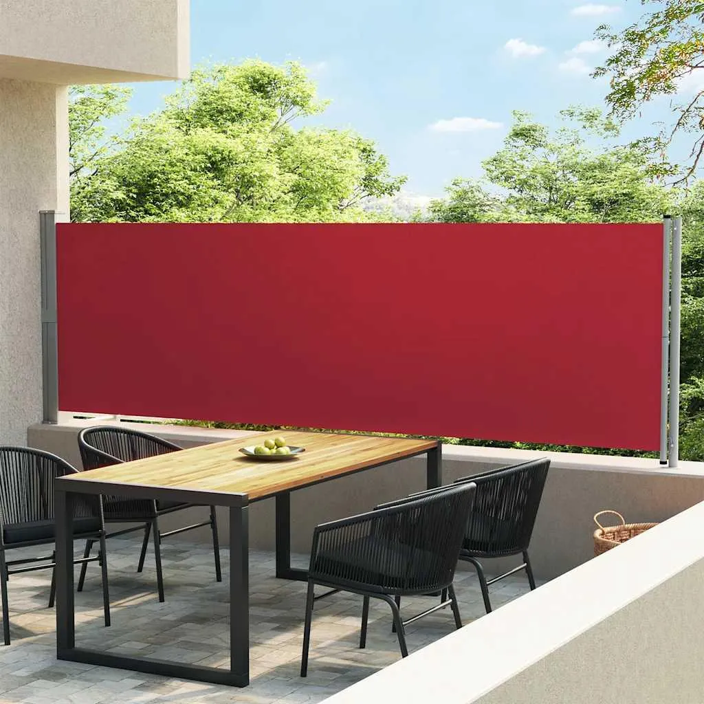 Tenda da Sole Laterale Retrattile 140x600 cm Rosso vidaXL per Giardino