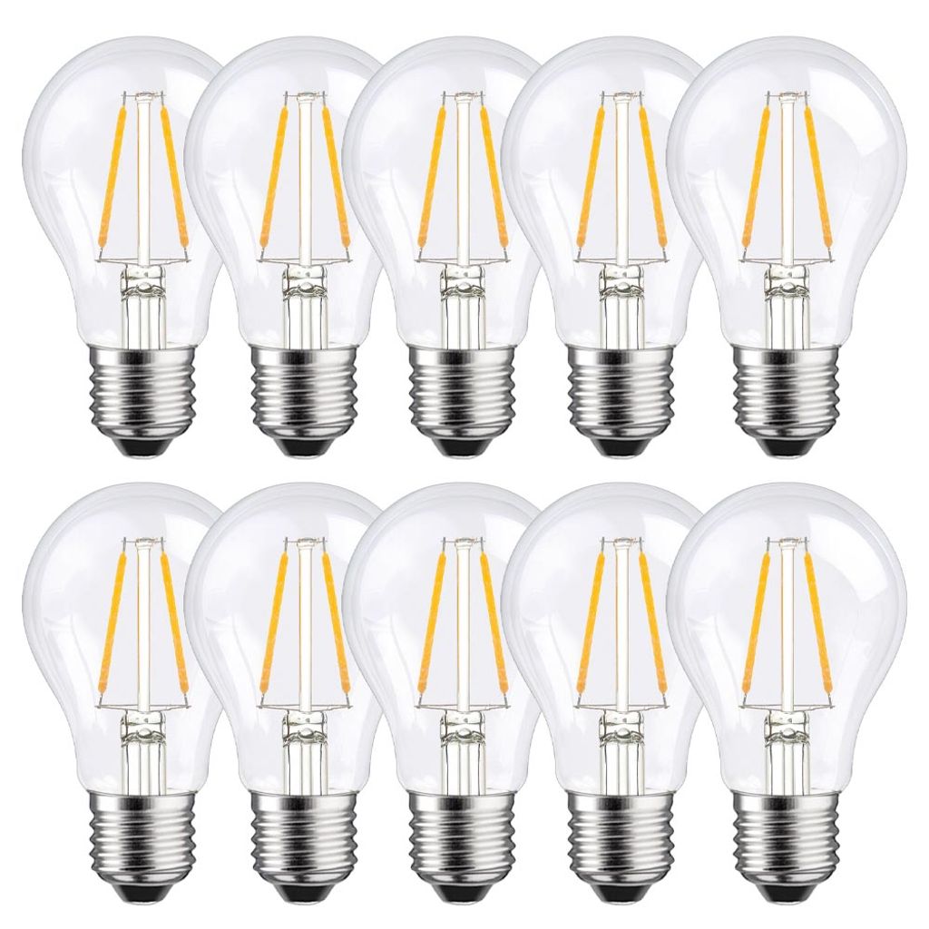 10 x LED Filament Glühbirne 2W = 25W E27 klar Glühlampe Produktbild 