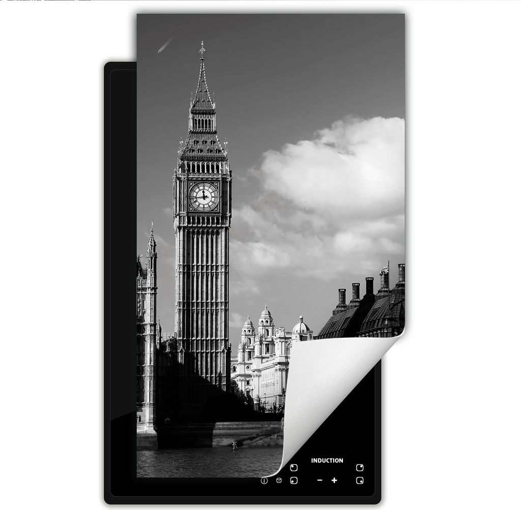 DarHaus Herdabdeckplatte 1 teilig 30x52 cm Anti Rutsch Matte Aufrollbar, grau - London