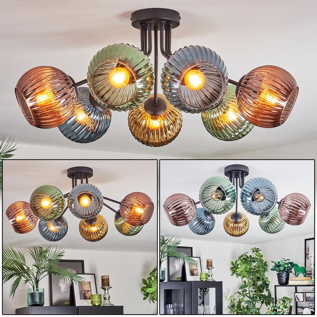 Cesaro Deckenlampe aus Metall/Riffelglas in Produktbild 