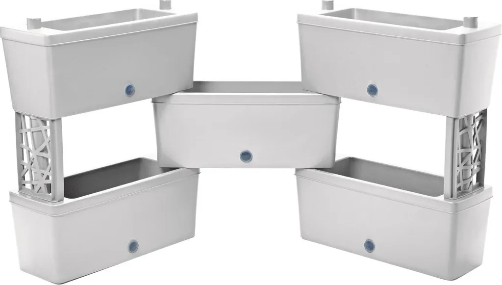 Lot 5 Jardinières Clipsables 75L Bama Brick Haute Résistance Blanc