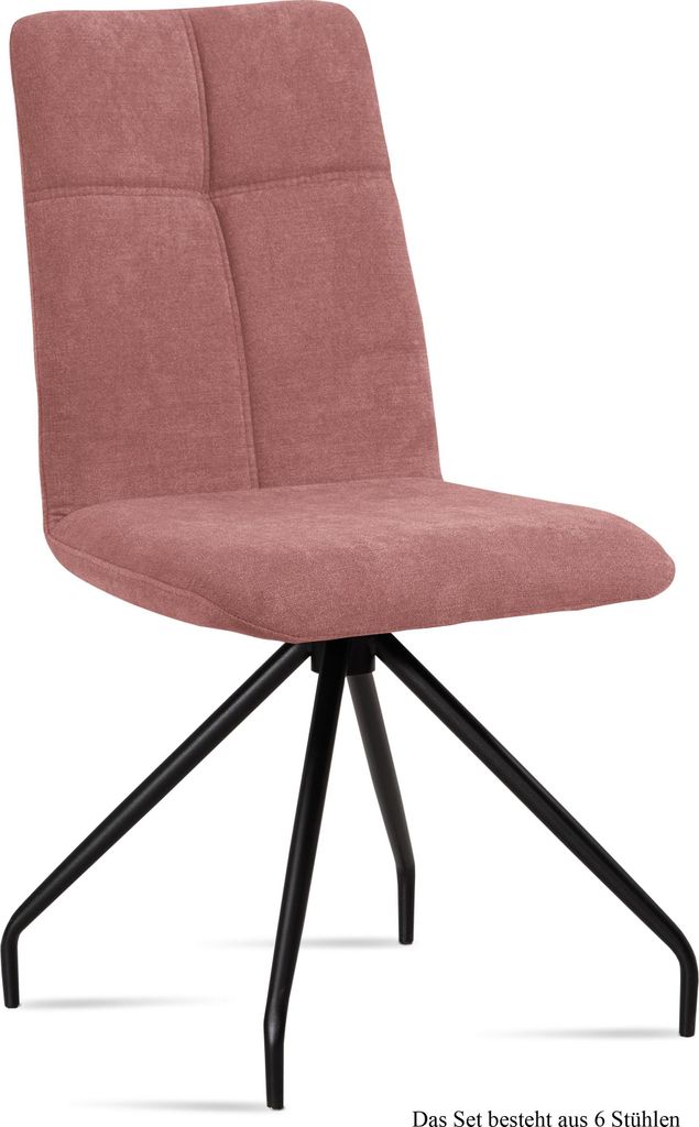 Esszimmerstuhl (6er-Set) Detava 47x92x60 Schwarz/Rosewood