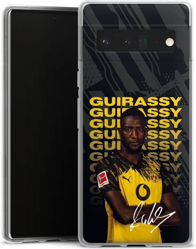 DeinDesign Handyhülle für Google Pixel 6 Pro Silikon Hülle Case Smartphone Schutzhülle BVB Borussia Dortmund Serhou Guirassy