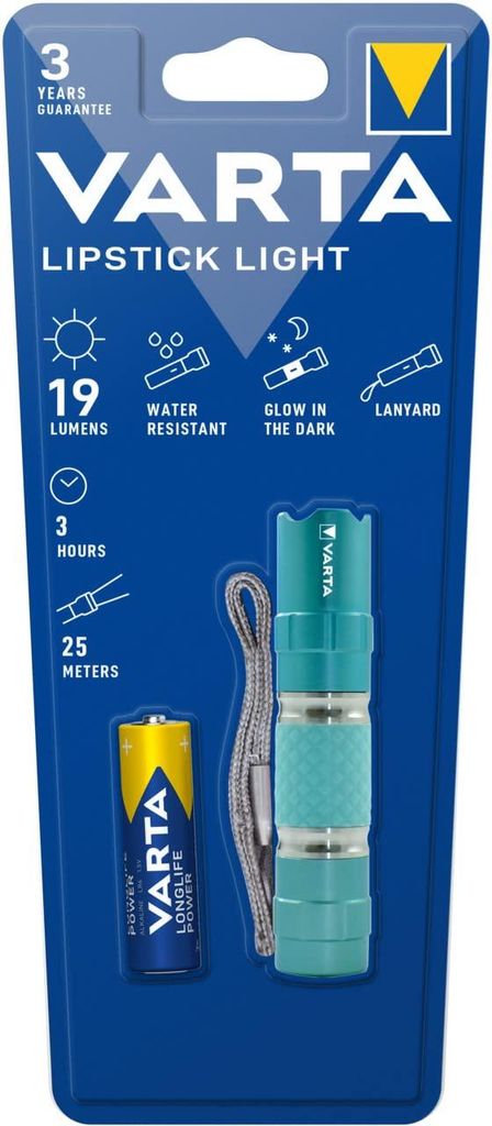 VARTA Taschenlampe LED, inkl. 1x AA Batterie, Aluminium Gehäuse, türkis