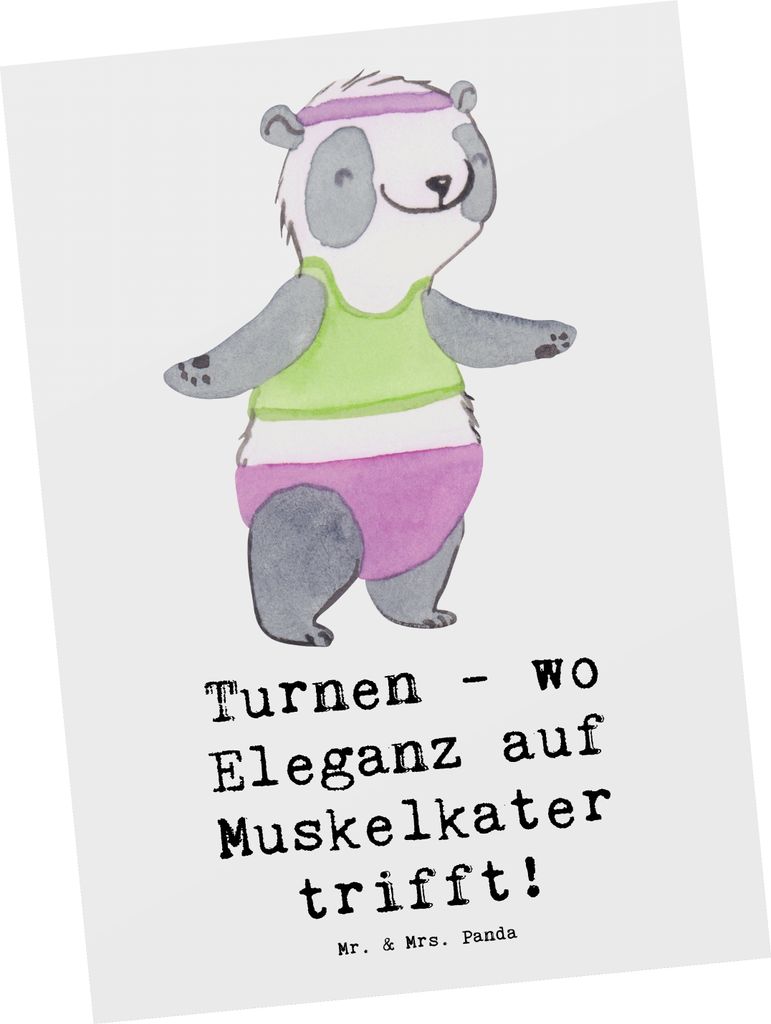 Mr. & Mrs. Panda Postkarte Turnen Eleganz - Weiß - Geschenk, Gemeinschaft, Grußkarte, Sportler Geschenke, Sportarten, Ansichtskarten, Postkarten,...