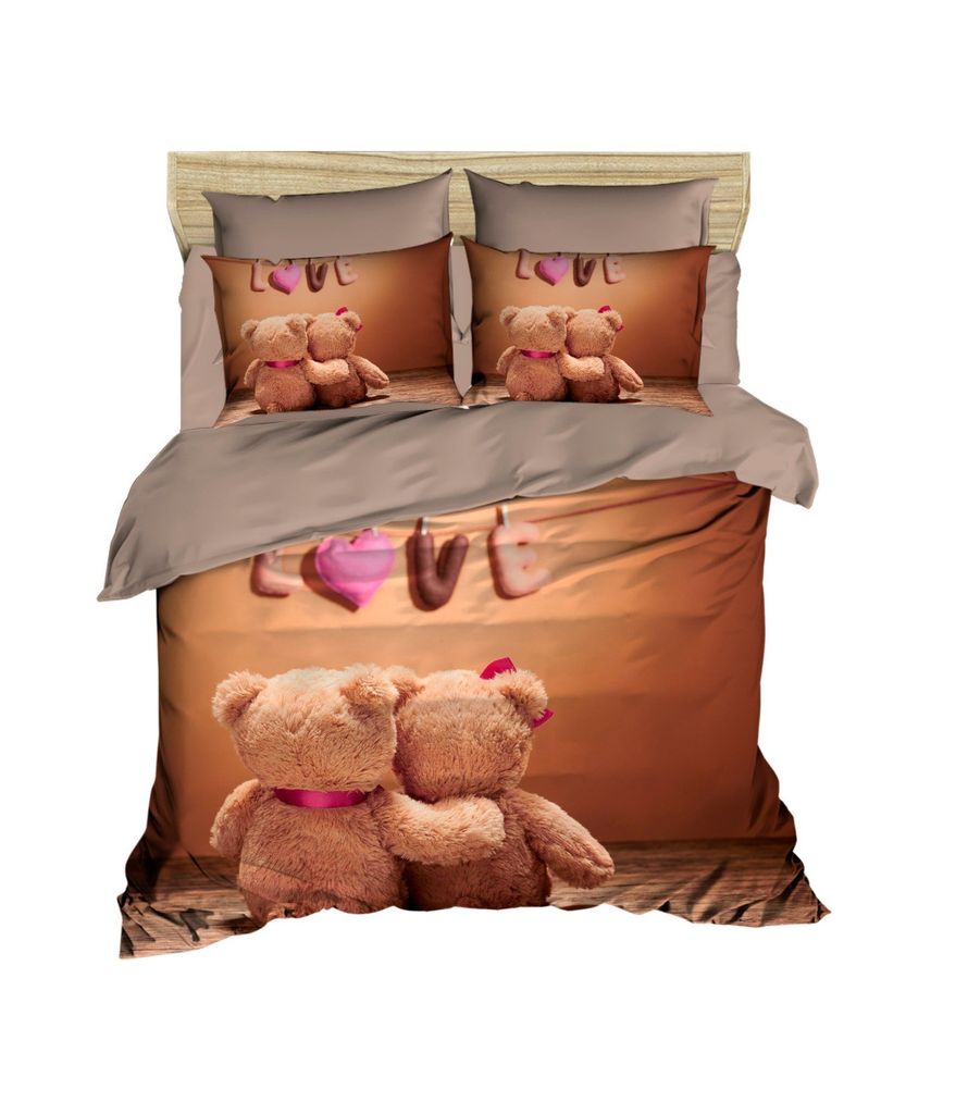 L'Essentiel Linge de Maison, 208, Doppel-Bettbezug-Set, 100 % POLYESTER-MICROSATIN, Braun, 200 x 220 cm