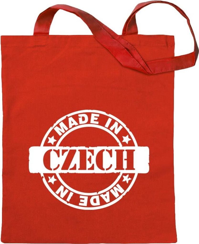 Kiwistar - Baumwolltasche - rot - Czech - Tragetasche Stoffbeutel Umhängetasche langer Henkel