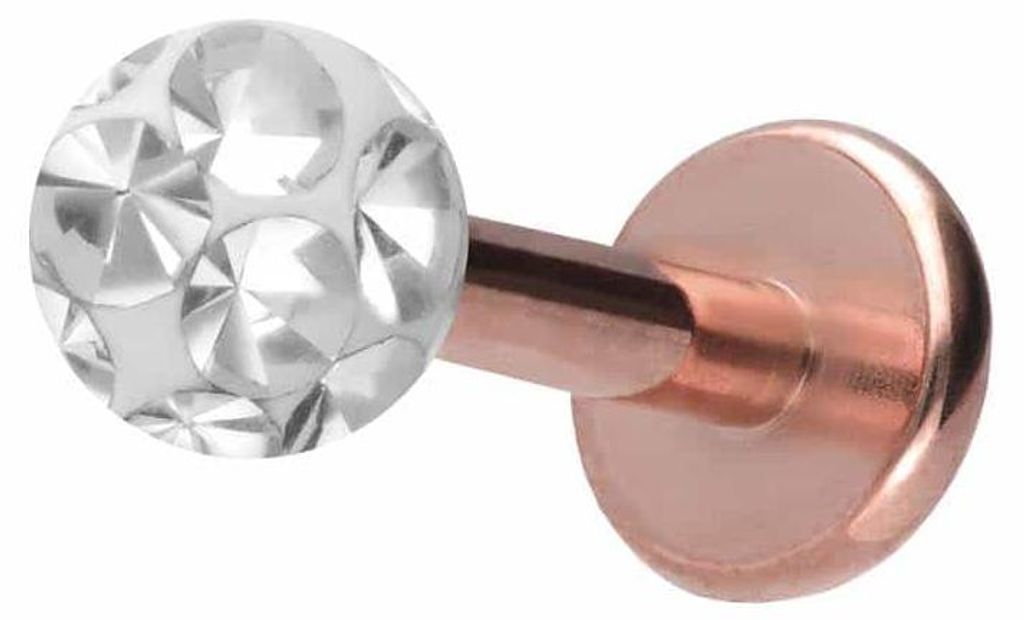 Ohrpiercing, Nasenpiercing Titan Labret mit Innengewinde EPOXY-KUGEL RoséGold Stablänge: 6mm + Stabstärke: 1,2mm + Kugelgröße: 2,5mm