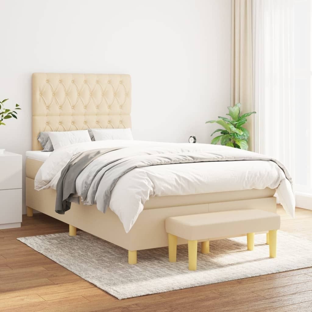 Maison Exclusive - Boxspringbett mit Matratze Creme 120x200 cm Stoff