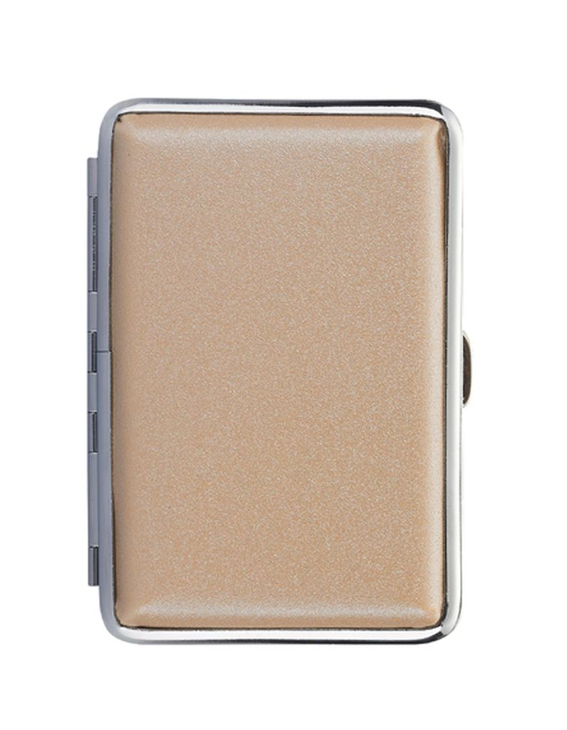ZIGARETTENETUI "SHINY" mit Glitzer für 12 Zigaretten aus Metall Leder Optik Zigarettenbox Zigarettendose Box Dose Hardcase Etui Case 78 (Creme)