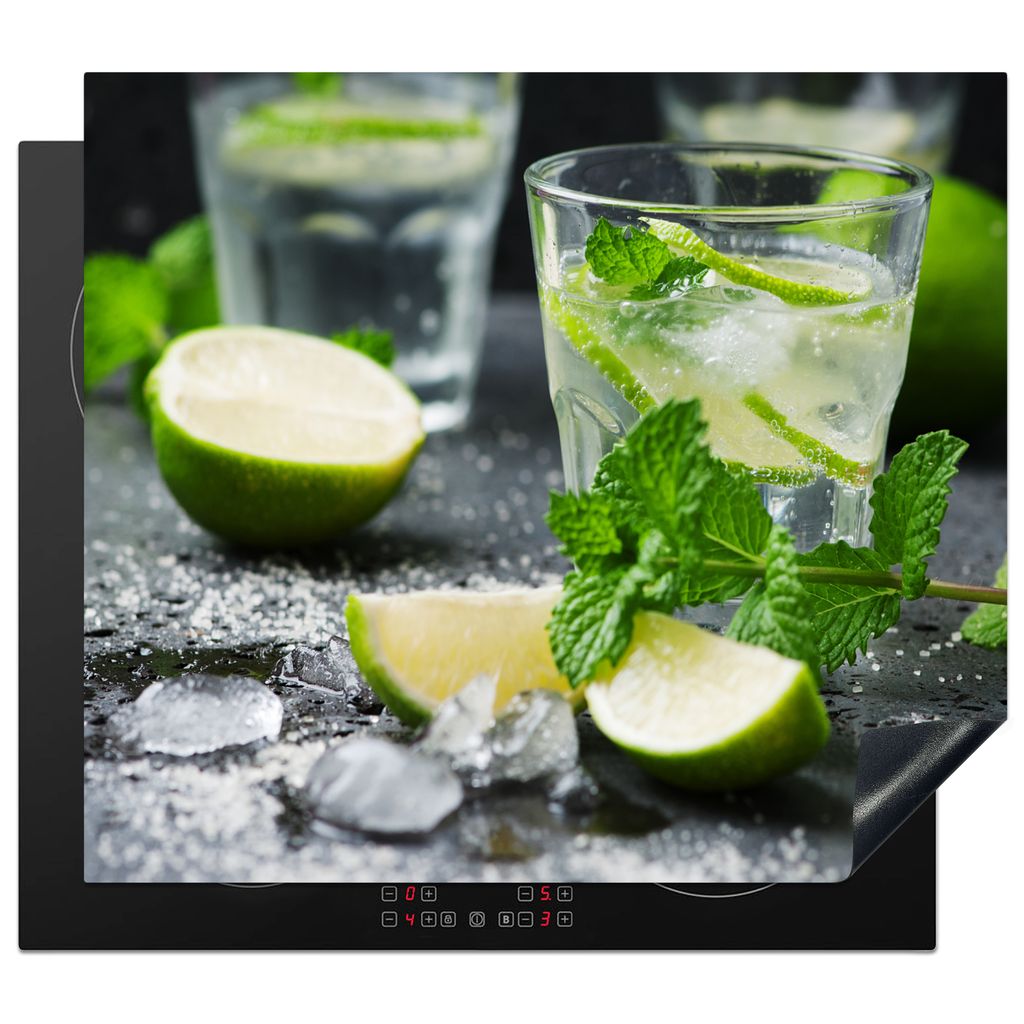 KitchenYeah Herdabdeckplatte Cocktail - Mojito - Grün - Minze , 58x51cm, Küche Deko, Glaskeramikkochfeld Herdabdeckung, Abdeckplatte fùr Kochfeld