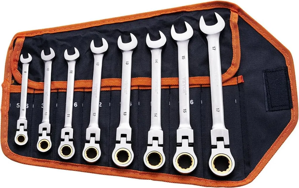 Set de clés à cliquet pour mécanique auto et espaces réduits 8 à 17mm