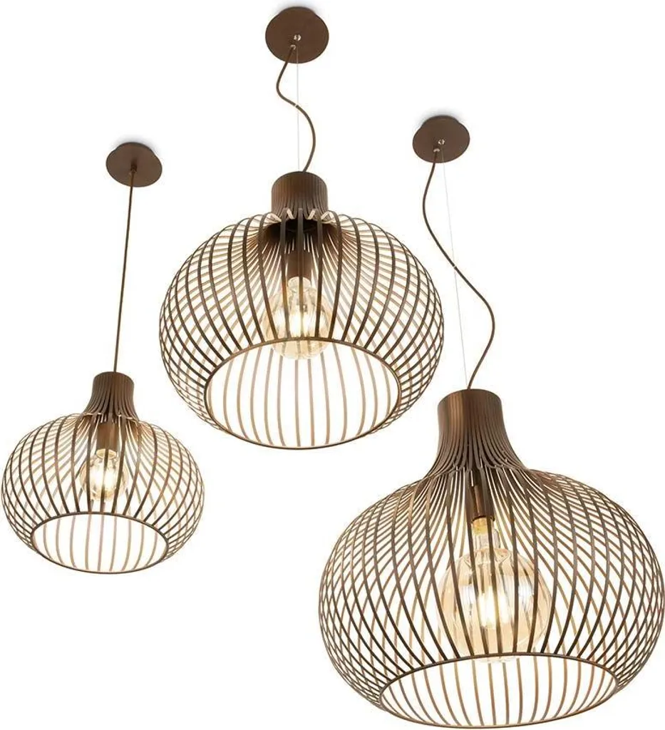 Petite Suspension Onion Marron Ø 23cm : Éclairage Sans Éblouissement