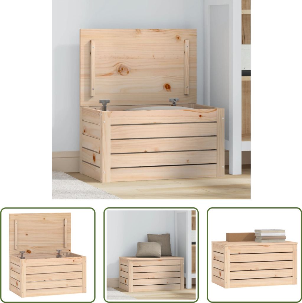 The Living Store Truhe 59,5x36,5x33 cm Massivholz Kiefer