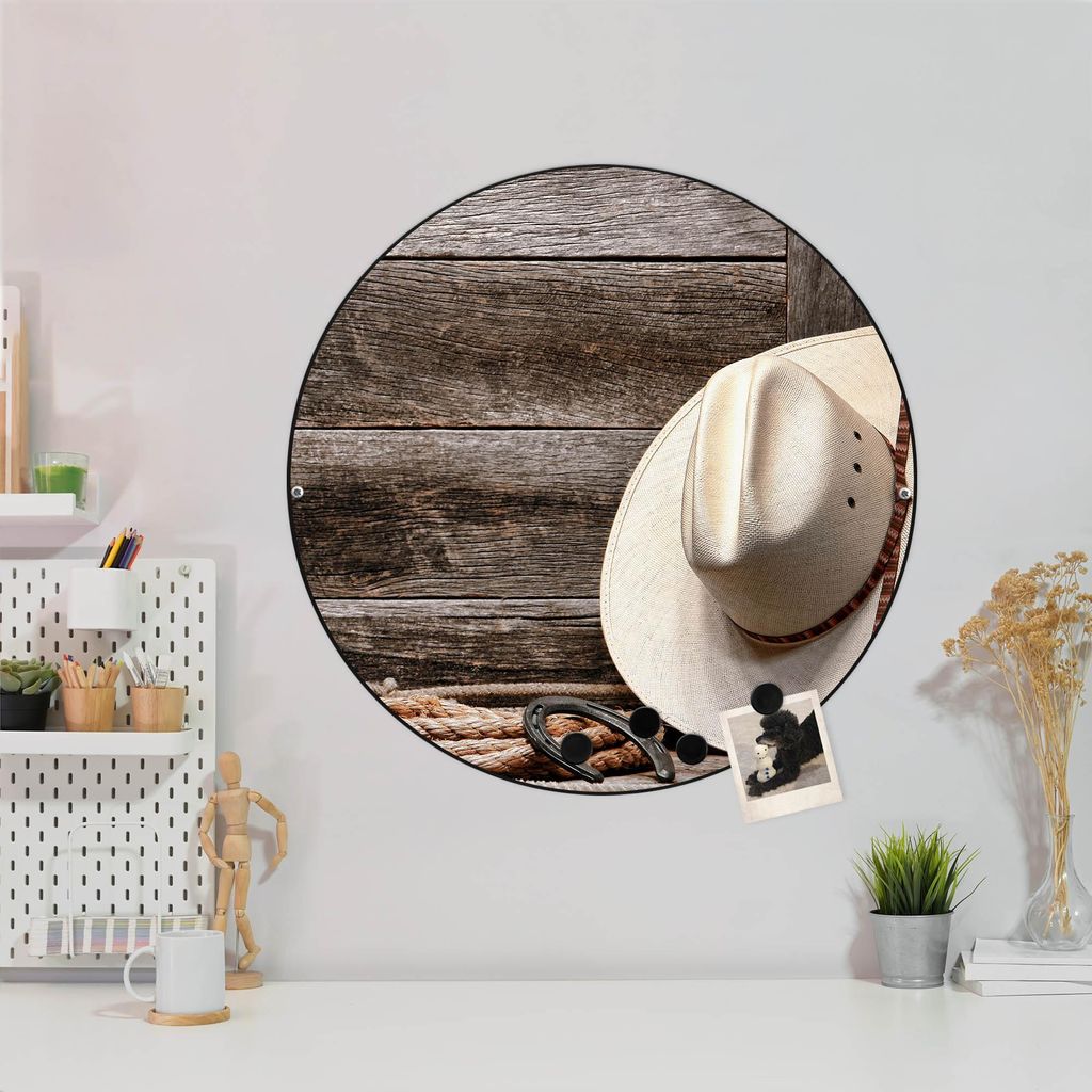 Design Stahlmagnettafel Schwarz Rund 47cm Linedance Set