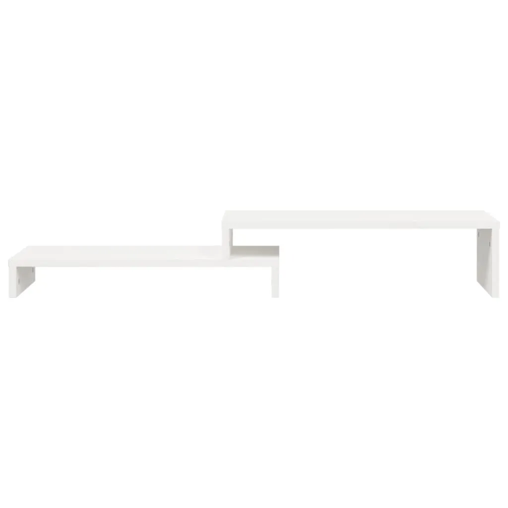 Support Écran en Pin Massif Blanc Extensible : Design et Solidité