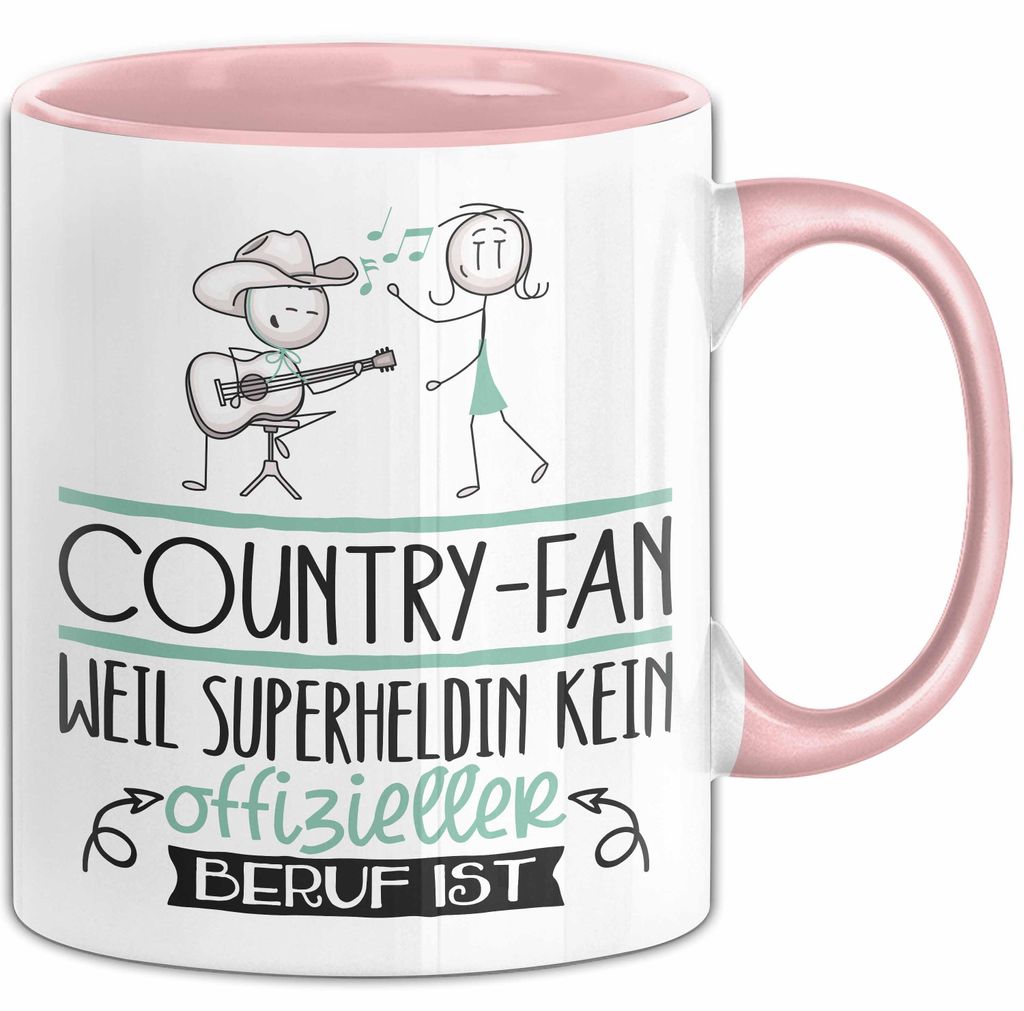 Country-Fan Geschenk Tasse Lustiger Spruch Country-Fan Weil Superheldin Kein Offizieller Beruf Ist Geschenkidee (Rosa)